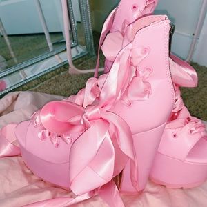 Dolls Kill Pink Ballet Platforms
